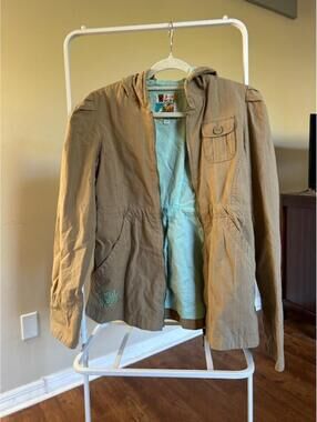 Roxy Brown Hooded Jacket with Light Blue Lining